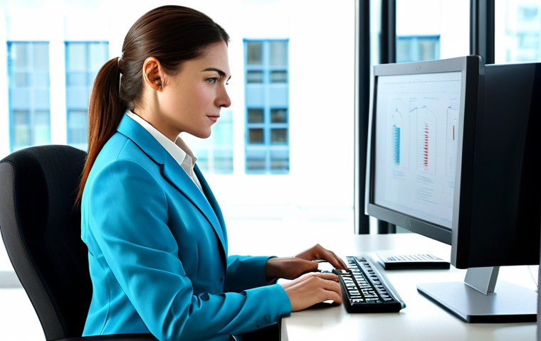 **

A professional woman in a modest business suit, analyzing data on a computer in a bright, modern office. Soft natural lighting. Professional attire, fully clothed, safe for work, appropriate content. Perfect anatomy, correct proportions, natural pose. High quality, professional photography.

**