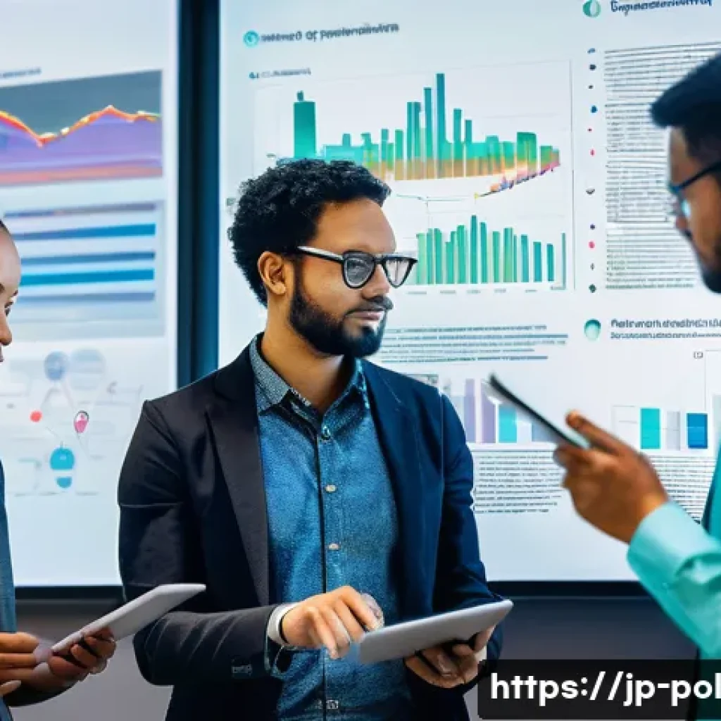 정책분석사와 최신 데이터 기술 활용 사례 - **Prompt:** A diverse group of global policy makers, data analysts, and local community representati...