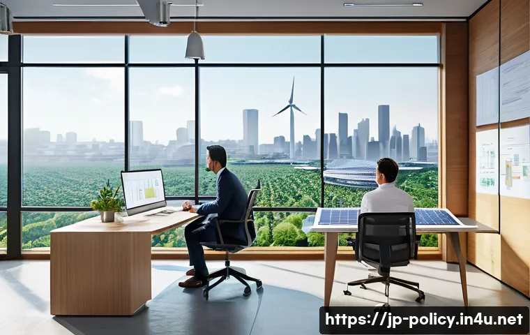 정책분석사와 다양한 분야와의 협업 사례 - A modern collaborative workspace where diverse professionals&mdash;environmental engineers, policy analyst...