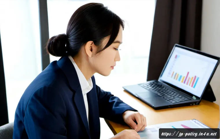 정책분석사 자격증 취득 후 취업 루트 - Photorealistic Japanese young professional in a neat business suit studying policy analysis material...